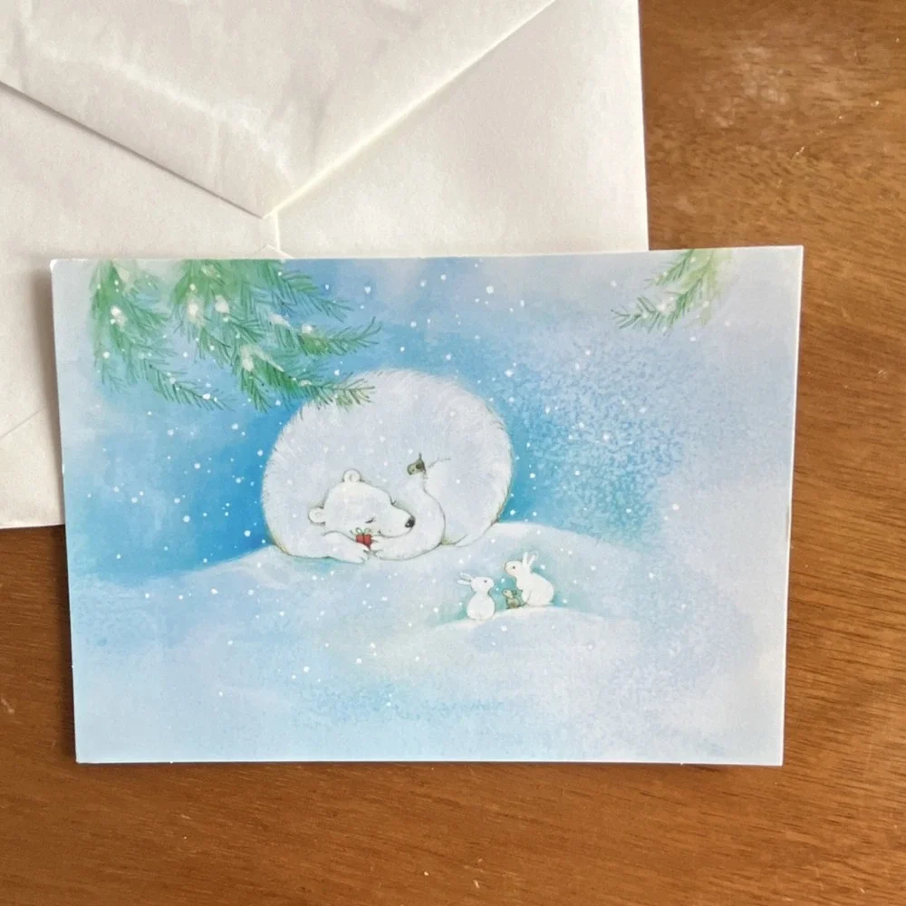 Hallmark Vintage Christmas Greeting Cards Lot Santa Reindeer‎ Wreath Animals